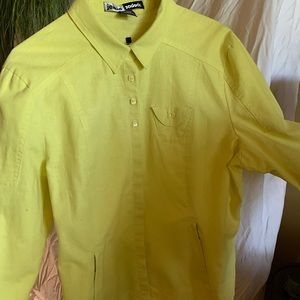 Jacket linen cotton button front with zip pockets